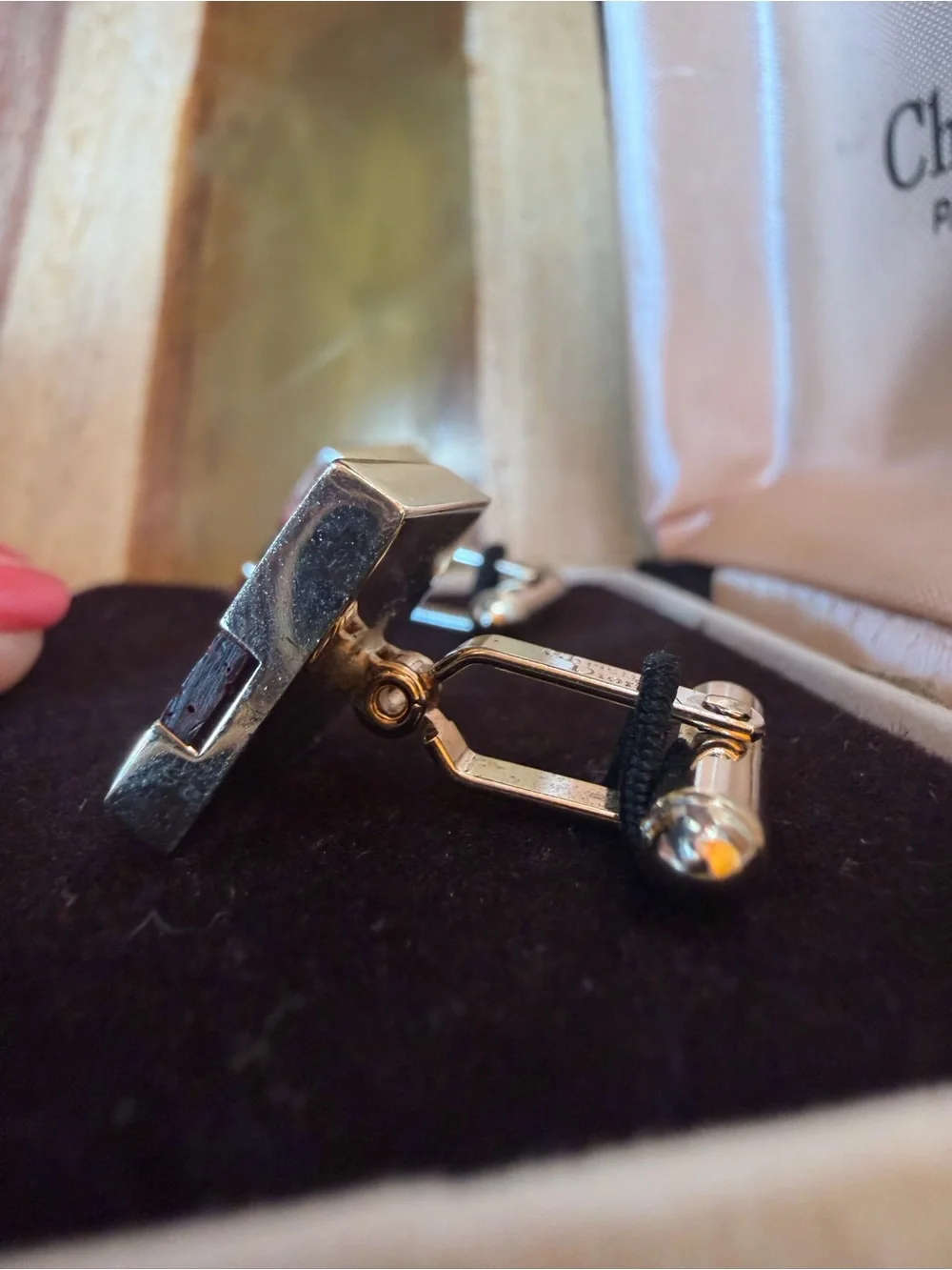 Vintage Christian Dior Men’s Cuff Links in box.